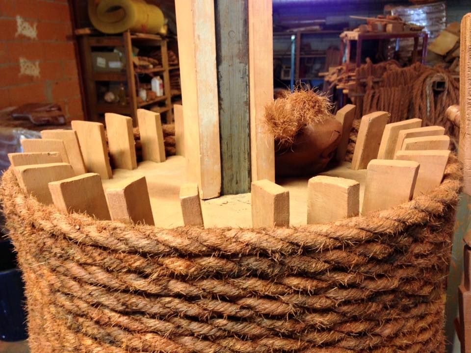 Rope fitted around a wood frame