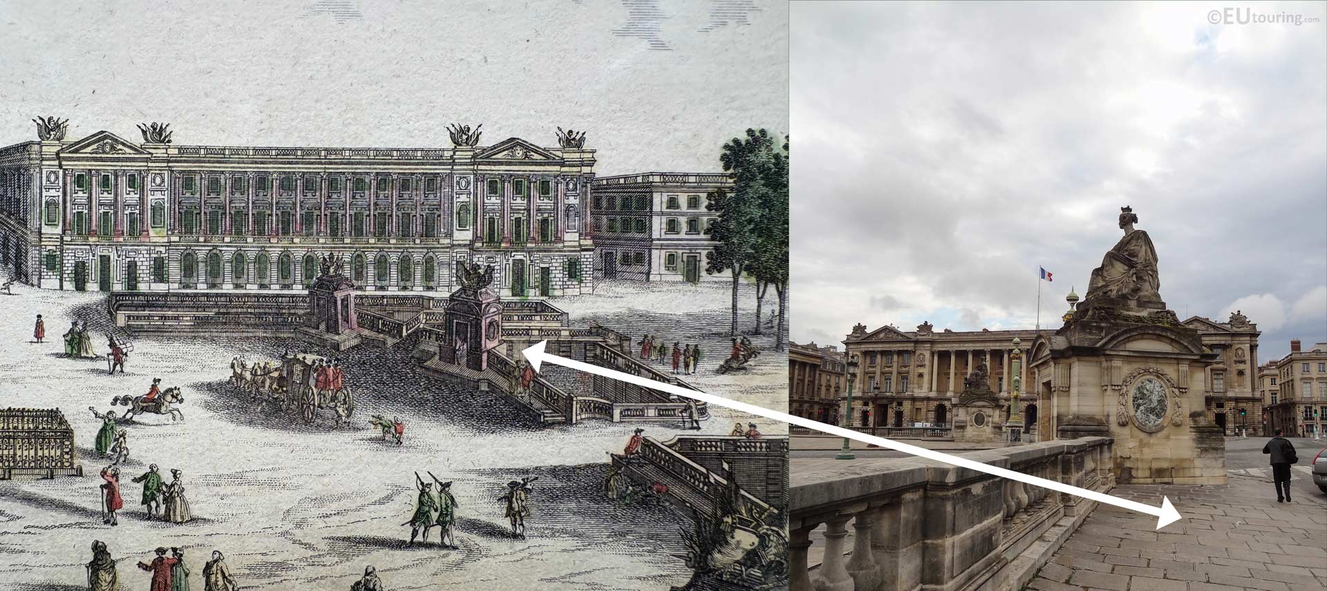 Corner view of Place de La Concorde from today