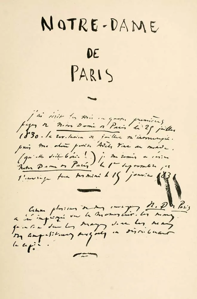 The original manuscript for Notre-Dame de Paris